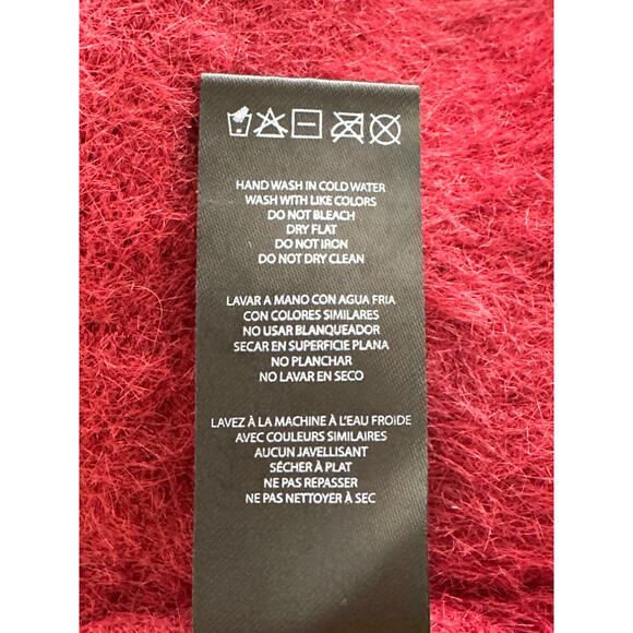 90s Y2K Bebe Fuzzy Sweater M Burgundy Rhinestone Spell-out Going Out Top - Picture 10 of 14